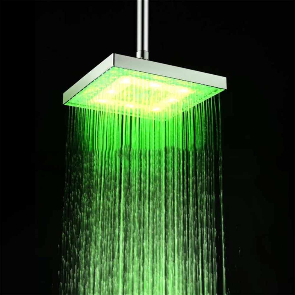 8 Inch Color Changing Square Led Top Shower Head Temperature Sensitive 3colors Change Nozzle 3 colors - Image 3