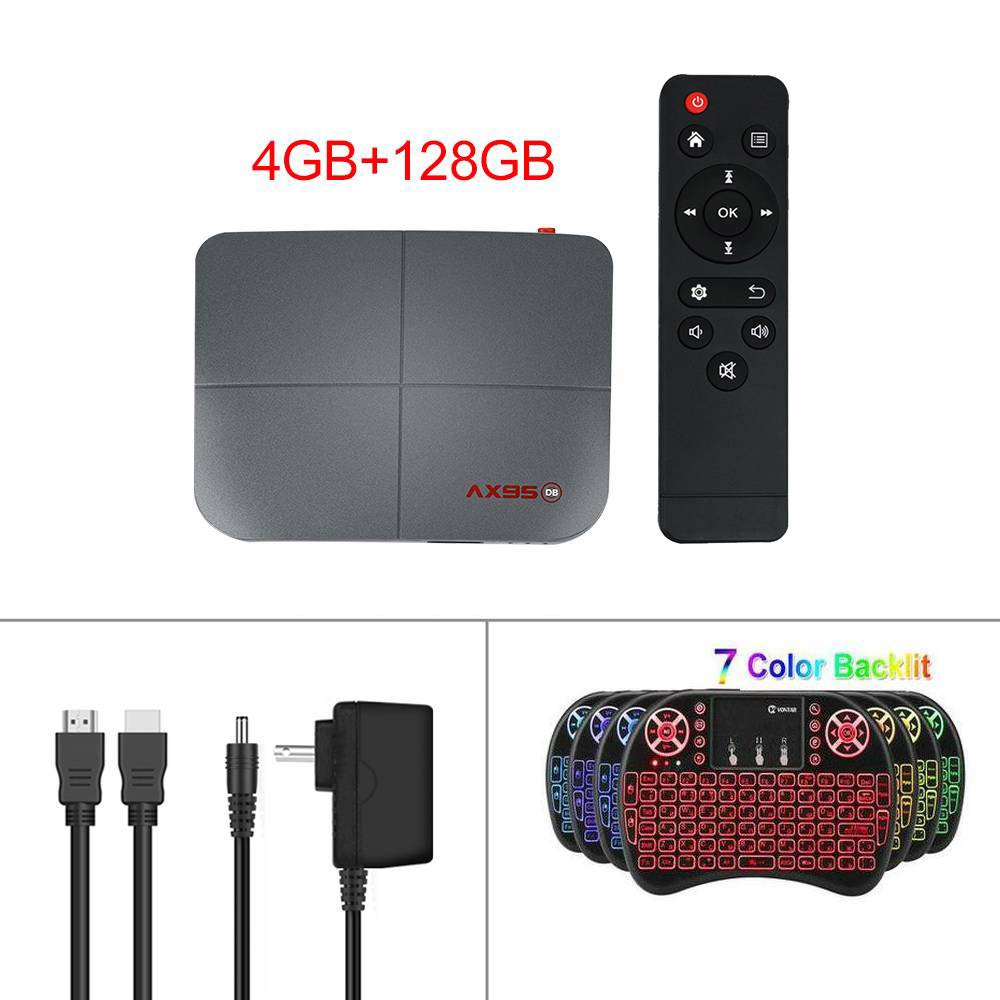 For Android 9.0 Tv Box 10.0 4+218g Media Player Smart Receiver 4+128G_US plug+I8 Keyboard