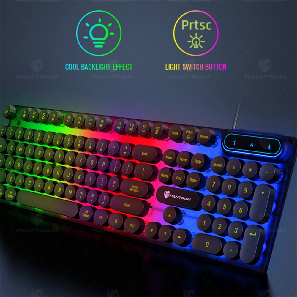 Wired Keyboard Mouse Set Colorful Backlight Mechanical 108 Keys 3D Rollers White - Image 2