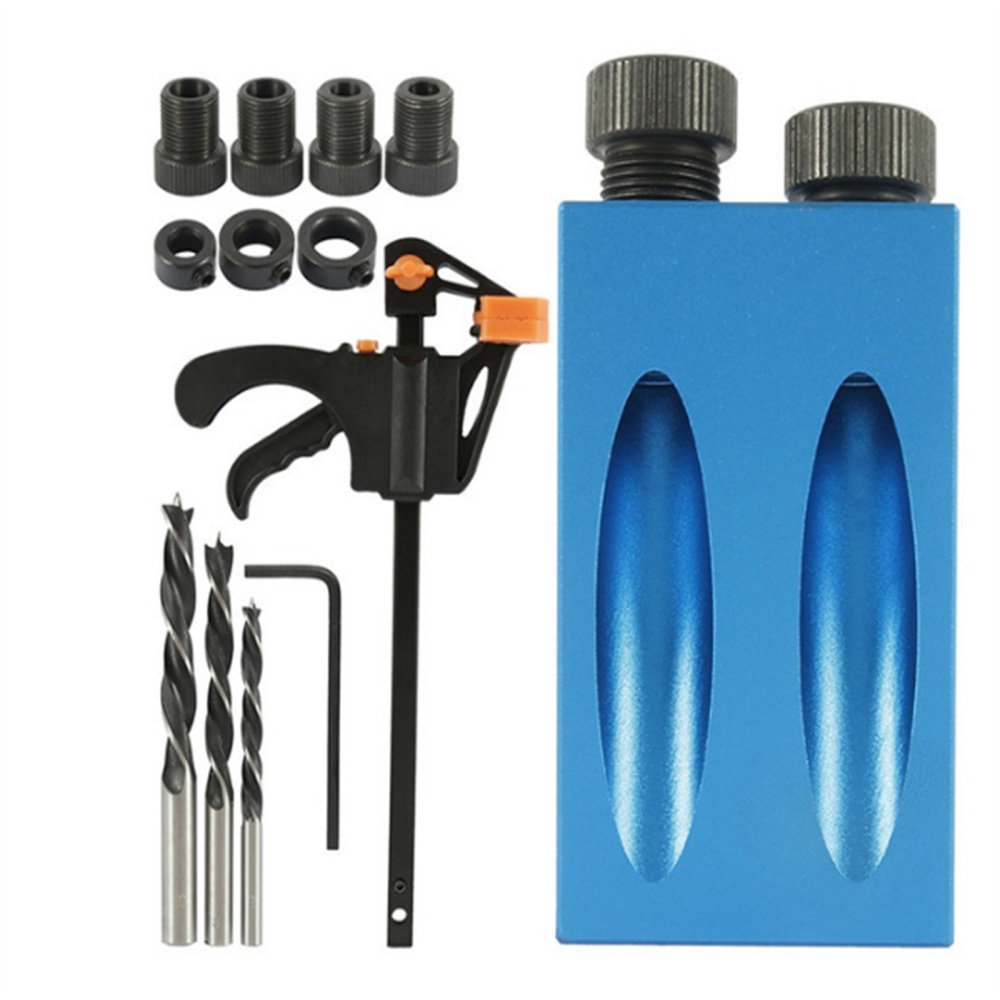 15-Degree Woodworking Oblique Hole Locator Drill Bits Pocket Fixture Kit