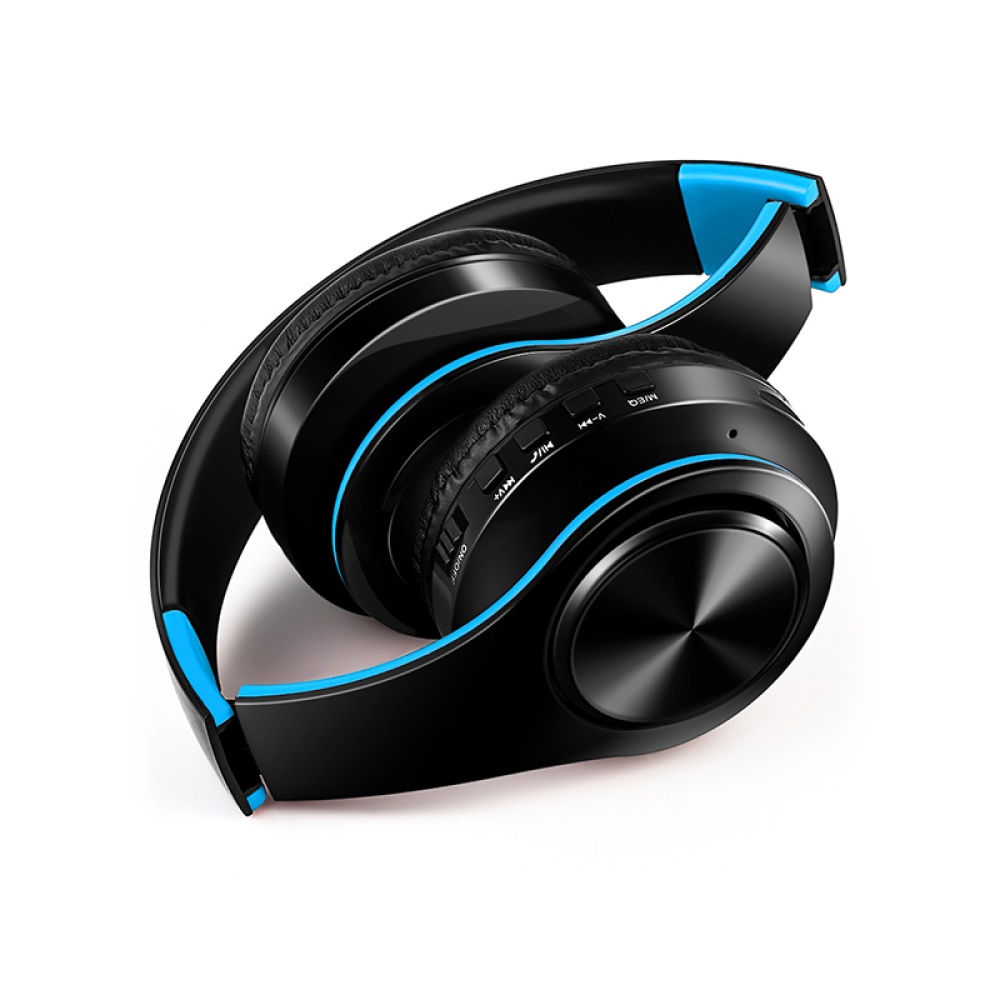 Casques sans fil Casque Bluetooth Casque pliable Écouteurs réglables avec Microphone pour PC Mobile Phone Mp3 Bleu noir