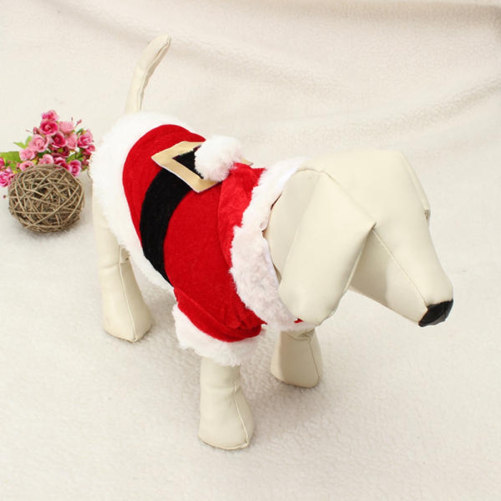 Pet Puppy Dog  Santa Claus Clothes Hoodie Outfit Outwear Coat - S - Image 2