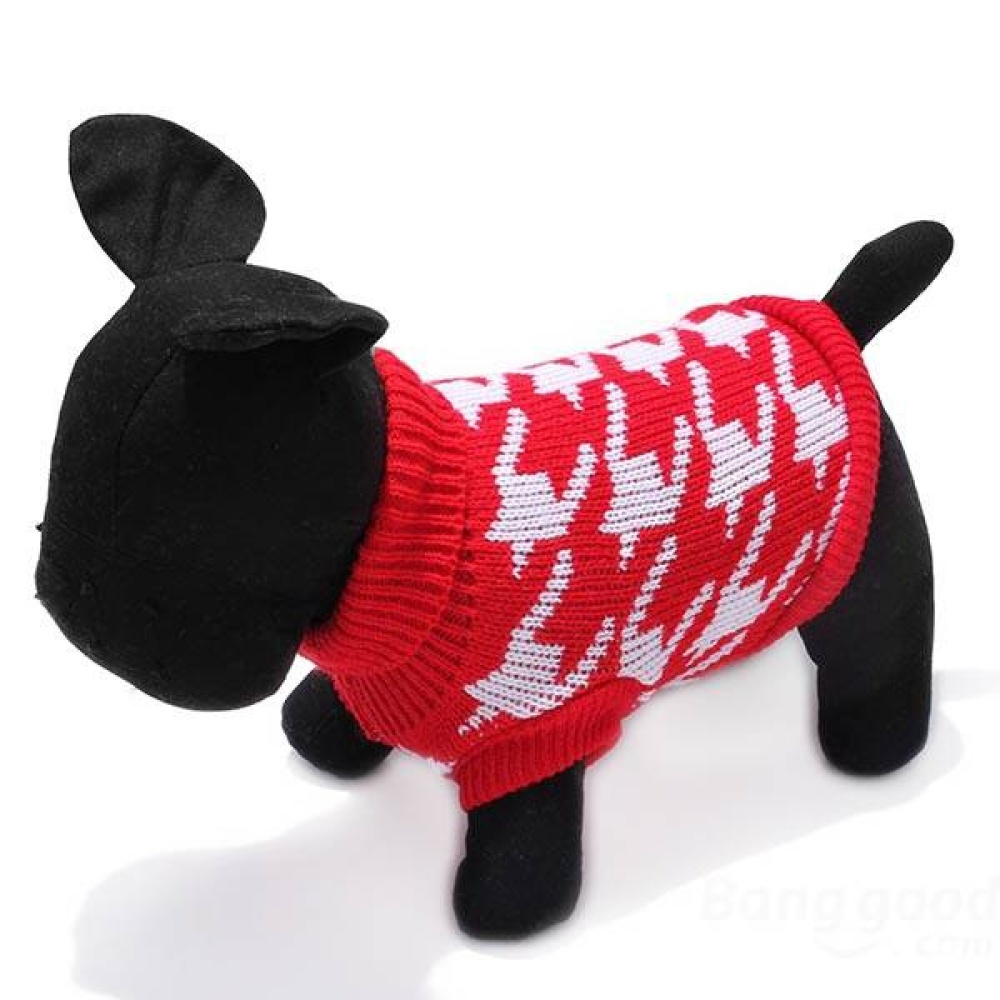 Pet Dog Knitted Breathable Sweater Outwear Apparel Red Black - XS Black - Image 2