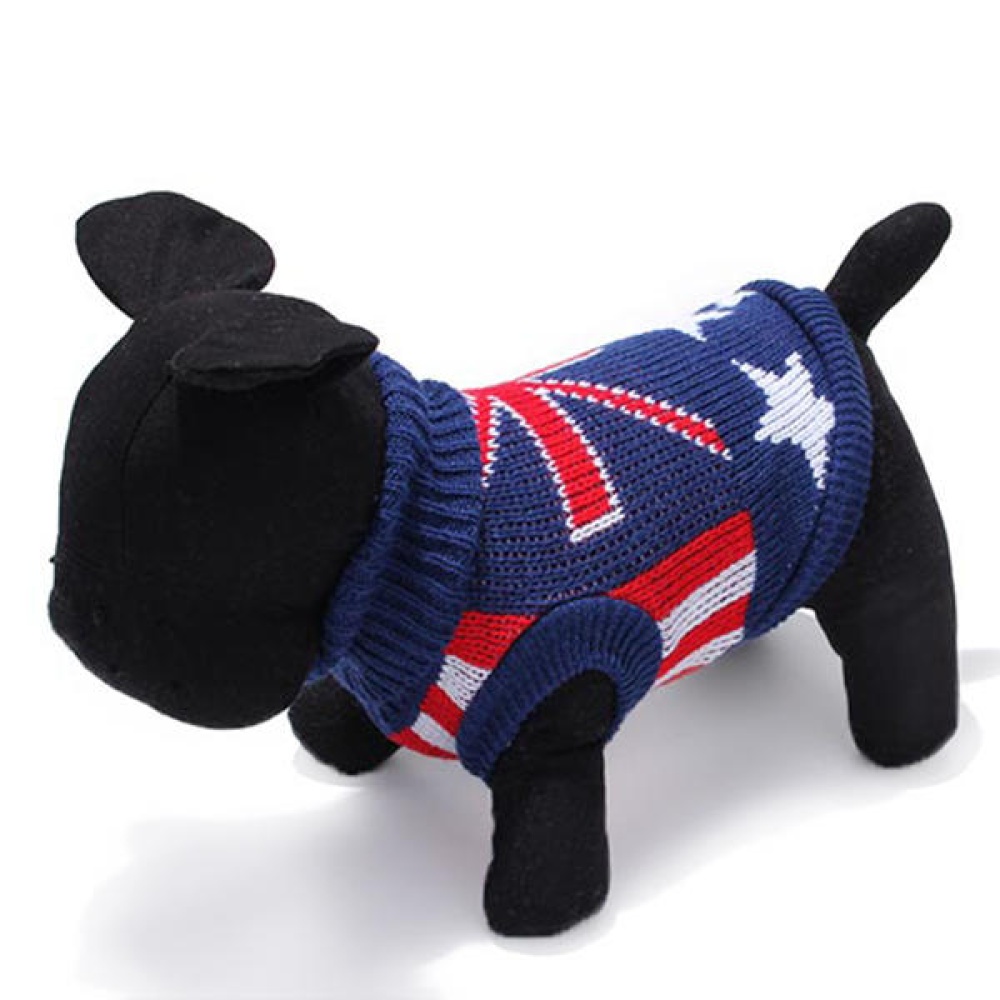 Dark Blue UK Flag Pet Dog Knitted Breathable Sweater Outwear Apparel - S - Image 2