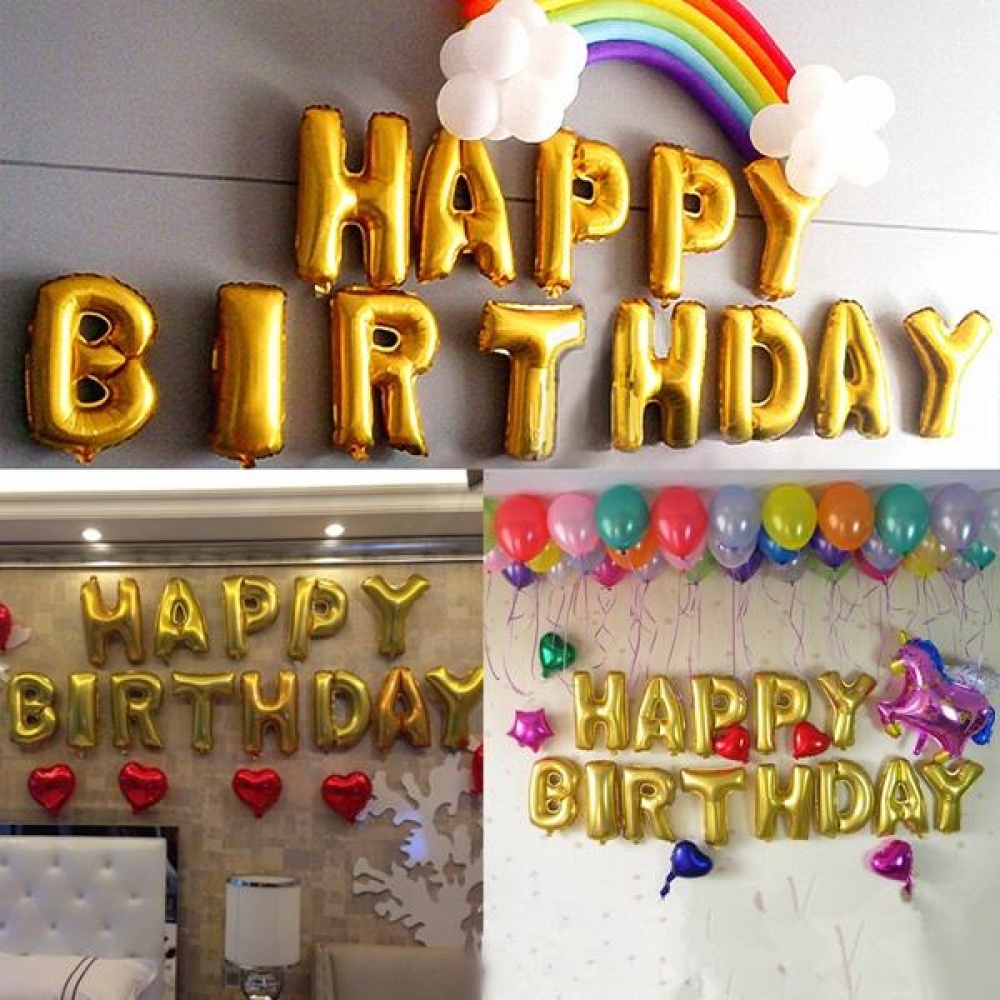 16 Inch Golden Foil Alphabet Balloons Letters Happy Birthday Party Decor - Image 2