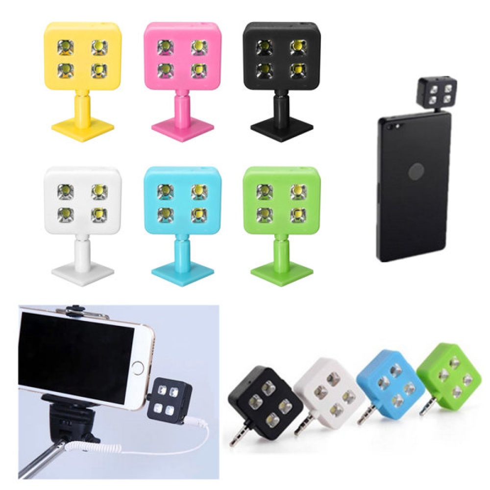 Portable 4 LED Enhancing Flash Fill Light For iPhone Universal Smartphone Selfie Stick - Green - Image 2