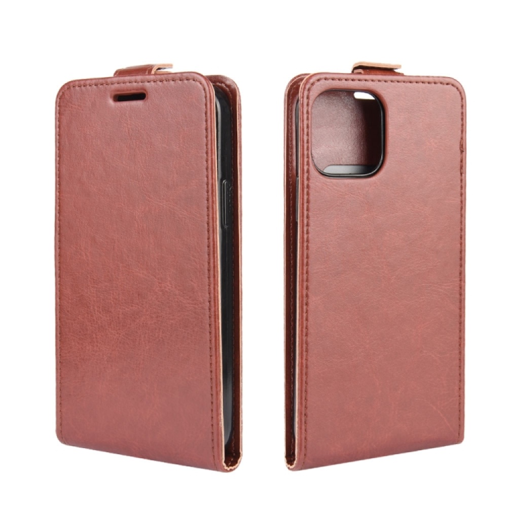 For iPhone 12 mini R64 Texture Single Vertical Flip Leather Protective Case with Card Slots & Photo Frame(Brown) - Image 2