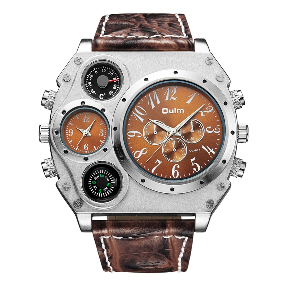 Oulm HP1349 Hommes Business Quartz Montres Café