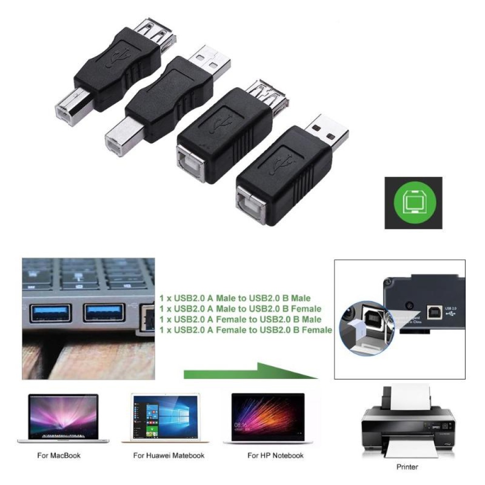 4pcs Printer USB Connector 2.0 Type A Female to Micro B Male Adapter Changer black - Image 2