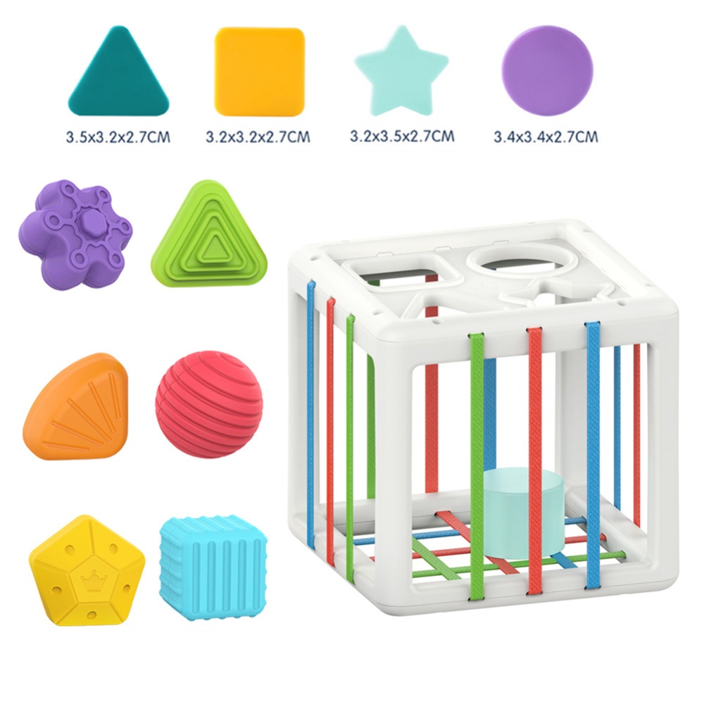 Baby Colorful Building Blocks Rainbow Cube Sorting Game Learning Educational Toys for 0-2 Years Old Children HE0211