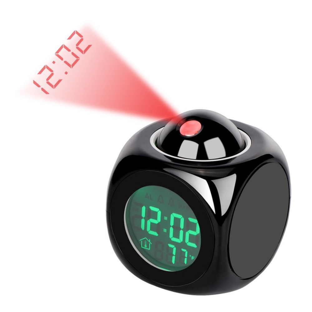 Creative Projection Digital Lcd Snooze Clock Bell Alarm Display Backlight Led Projector Home Timer White - Image 2