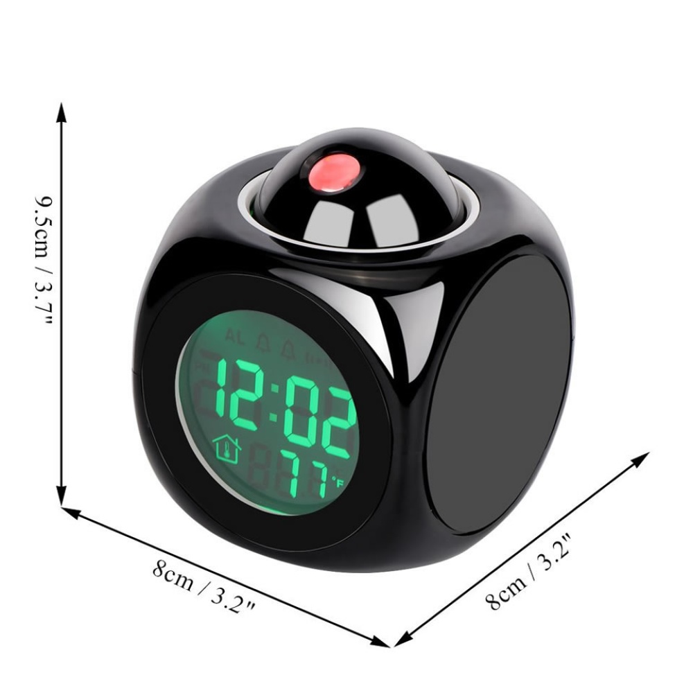 Creative Projection Digital Lcd Snooze Clock Bell Alarm Display Backlight Led Projector Home Timer White - Image 3