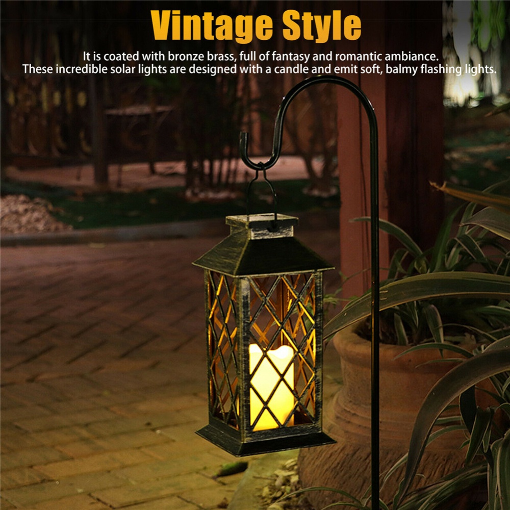 Led Solar Hanging Lantern Light Outdoor Patio Garden Waterproof Lamp Decoration Bronze - Image 3