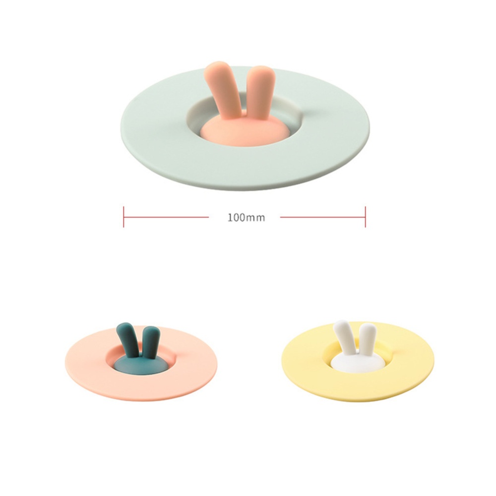 Cup Lid Leak-proof Cartoon Rabbit Ears Shape Silicone Seal Tableware Accessories green - Image 2