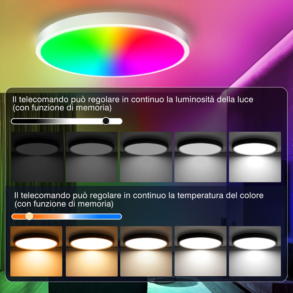 Round Led Ceiling Light Wifi Smart Adjustable Brightness App Remote Control Rgb Decorative Lamp - Image 2