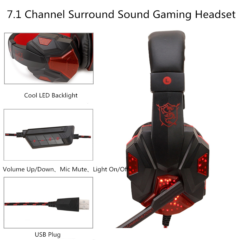 Gaming Headphone USB5.1 stereo game light headset Folding Headset for Gamer White blue - Image 2