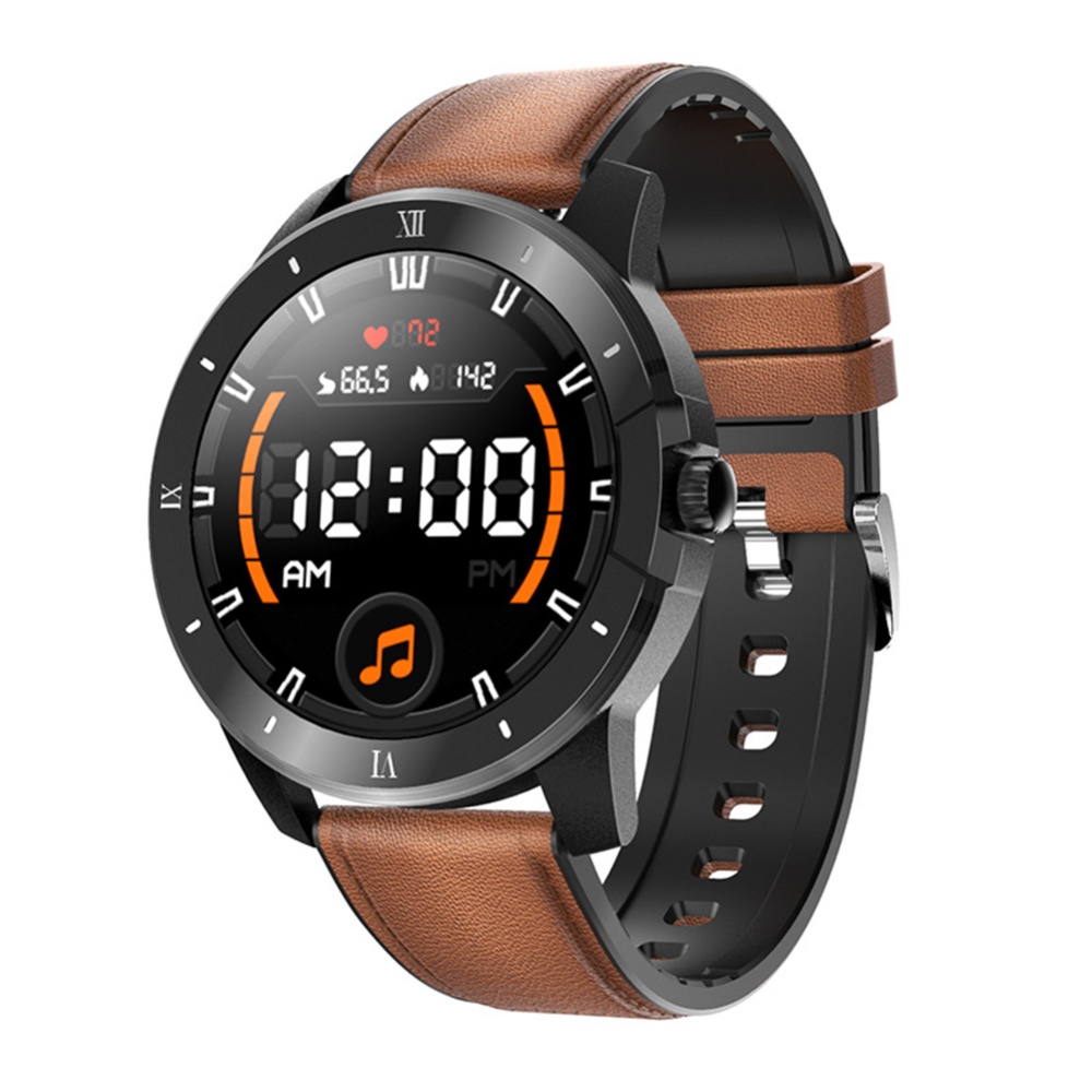 Mx12 Smart Watch Bluetooth Call Music Player Sports Bracelet Keep Health Silver dial brown leather belt