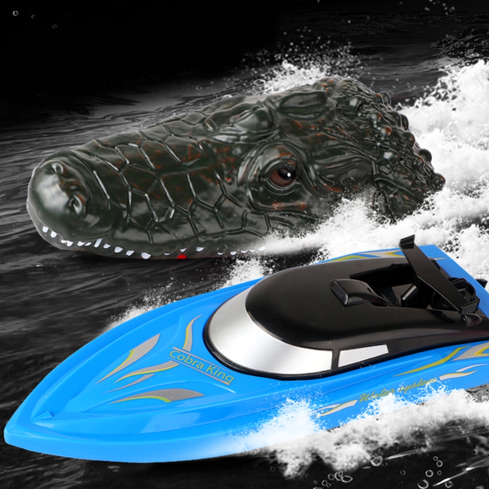 RH702 2.4G RC Boat Simulation Crocodile Head Racing Electric Waterproof Spoof Toy green - Image 2