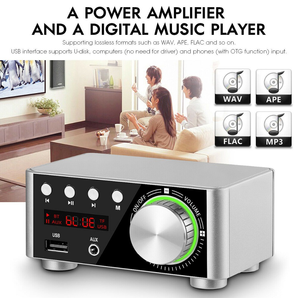 Douk Audio Mini TPA3116 Power Amplifier Bluetooth 5.0 Receiver Stereo Home Car Amp USB U-disk Music Player black - Image 4