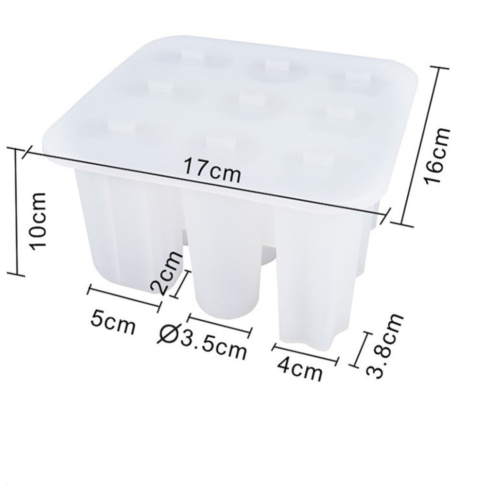 Silicone 9-grid Diy Ice Maker Homemade Cream Mold Popsicle Shaper Transparent white - Image 3