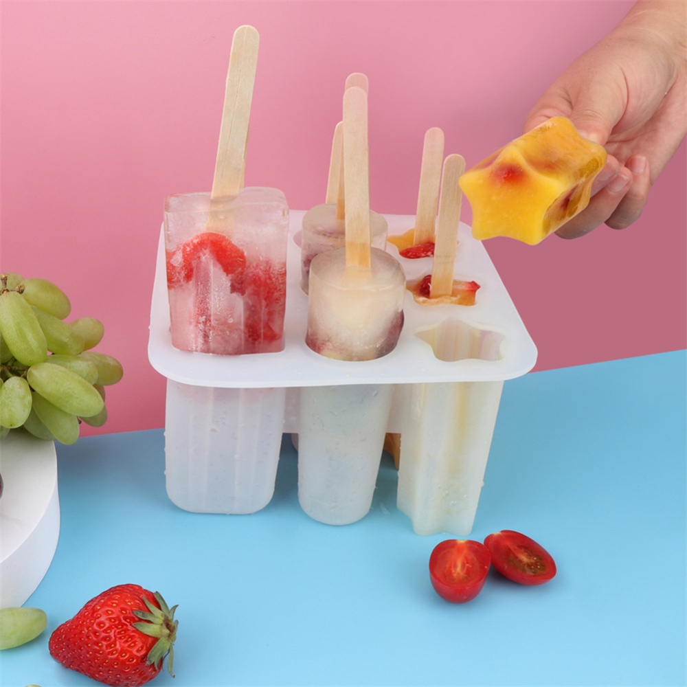 Silicone 9-grid Diy Ice Maker Homemade Cream Mold Popsicle Shaper Transparent white - Image 2