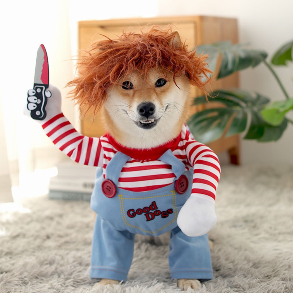 Pet Deadly Doll Dog Clothes Funny Cosplay Costume with Knives Supplies Small - Image 2