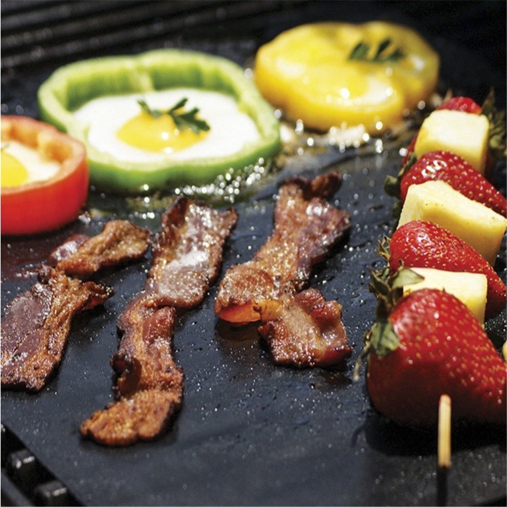 5pcs/set Barbecue Mat Glass Fiber Grill Pad Non-stick High Temperature Resistant Thin black_330*400*0.2mm - Image 3