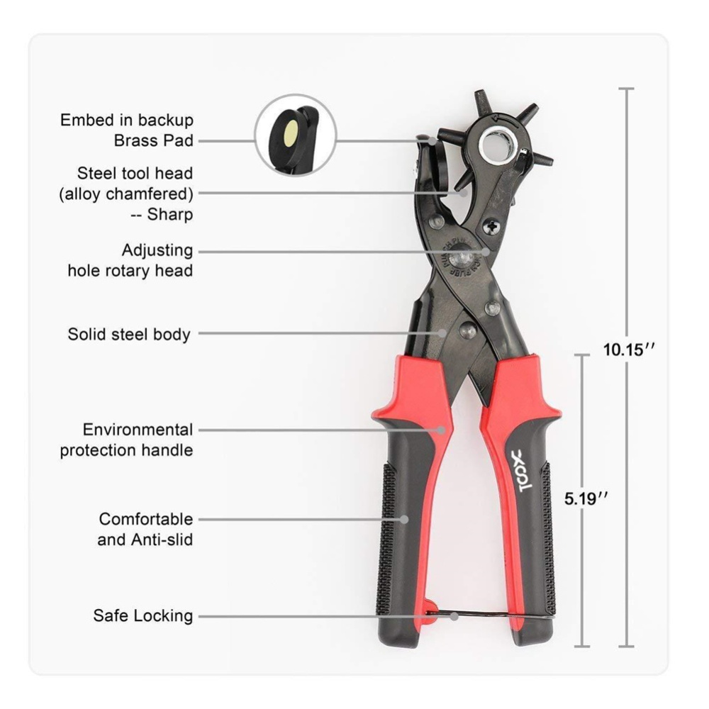 Metal Belt Punching Pliers Set Multi-function Ergonomic Manual Leather Hole Puncher Oval Flat For Watchband Strap Household Tool 6 round hol - Image 3