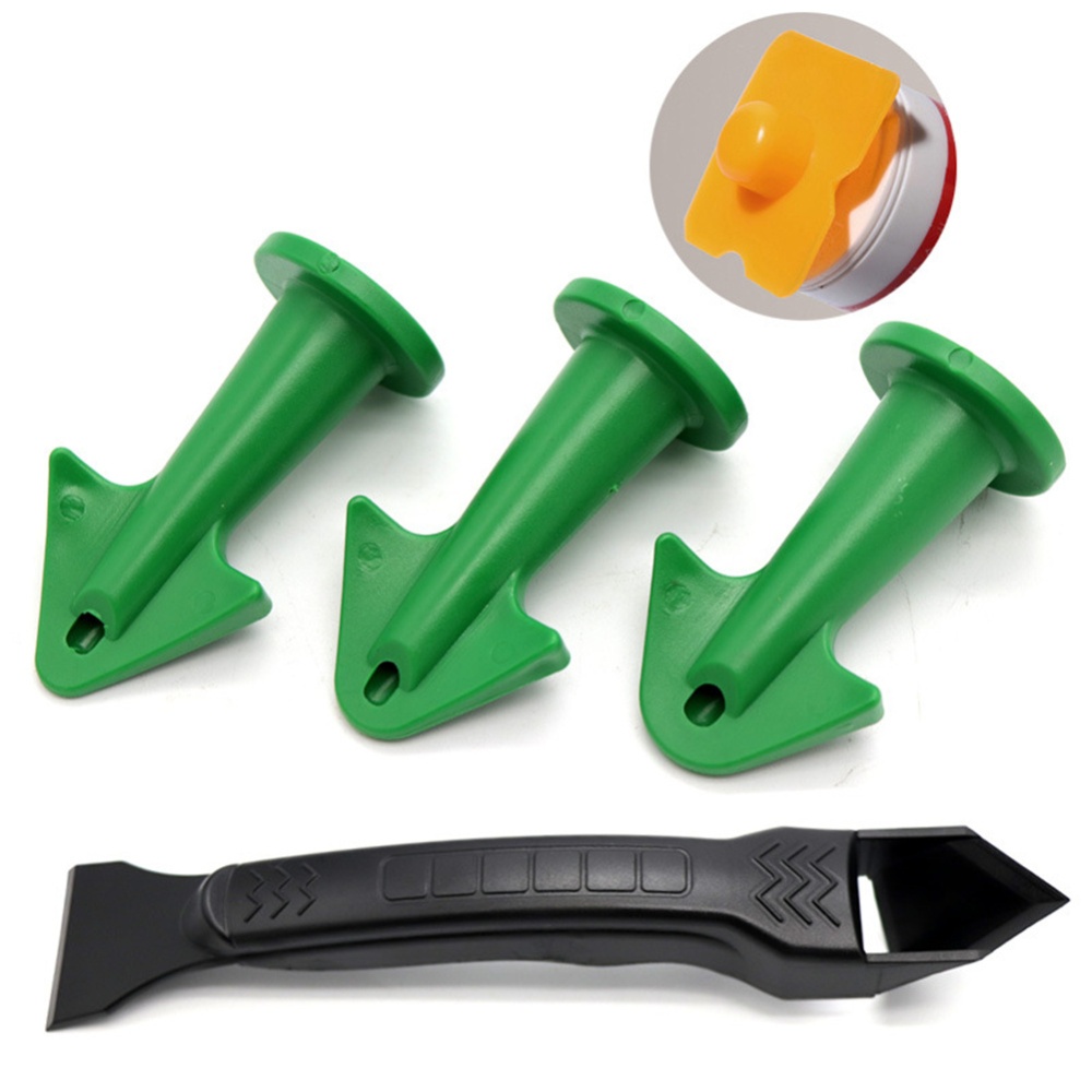 Abs Caulking Applicator Finishing Tools Remover Kits Set For Floors Bricks Plastic black spatula + 3* green soft rubber nozzle multi-functio - Image 3