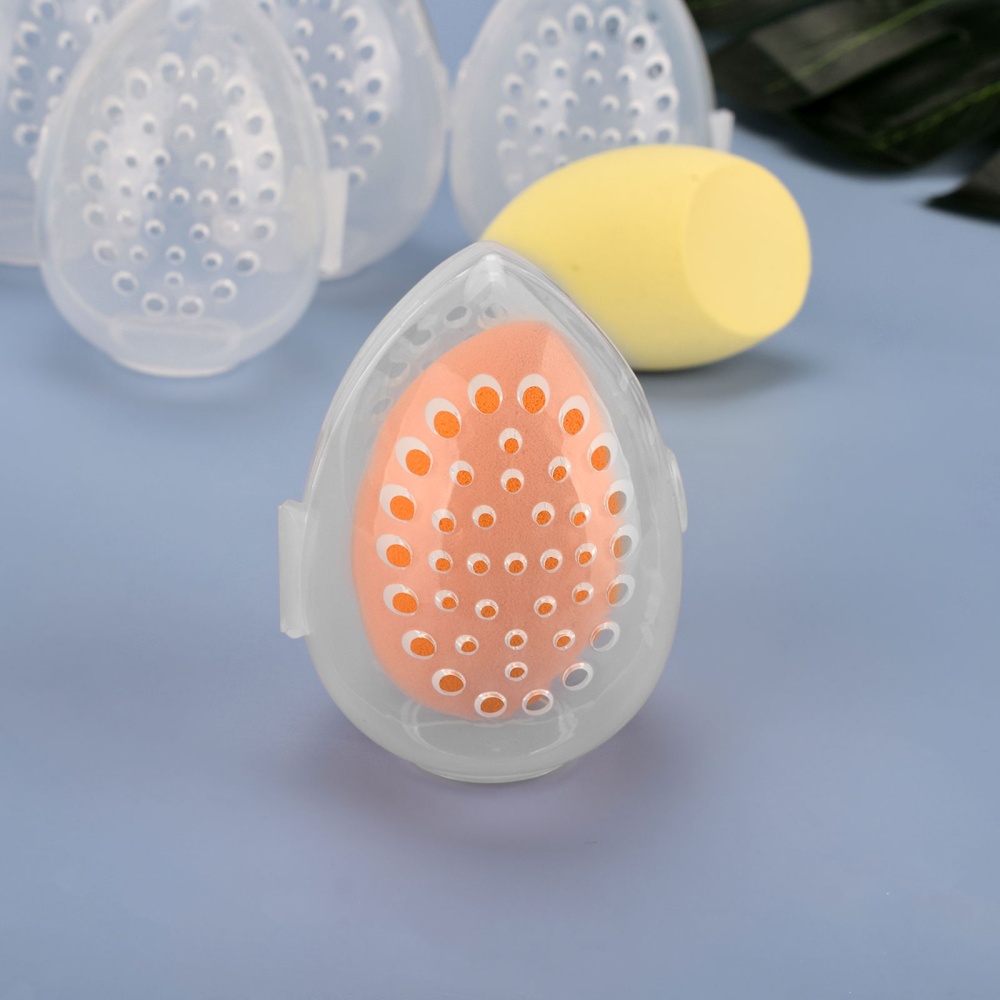 2pcs Beauty Sponge Stand Storage Case Makeup Blender Puff Holder Empty Cosmetic Egg Shaped Rack Puffs Drying Box - Image 3