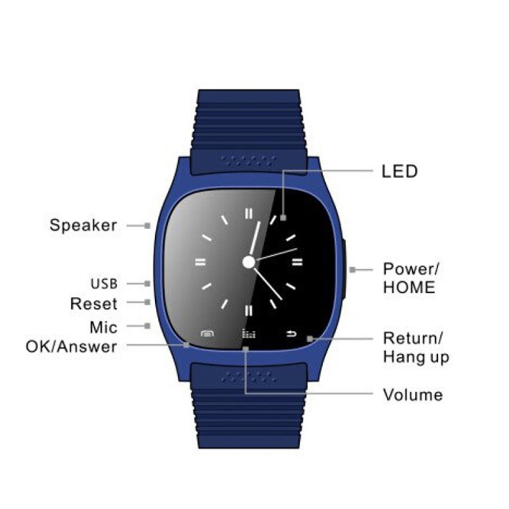 M26 Bluetooth Touch Screen Smart Watch - Fashion Leisure Waterproof for Android/IOS Samsung iPhone HTC, Blue - Image 2