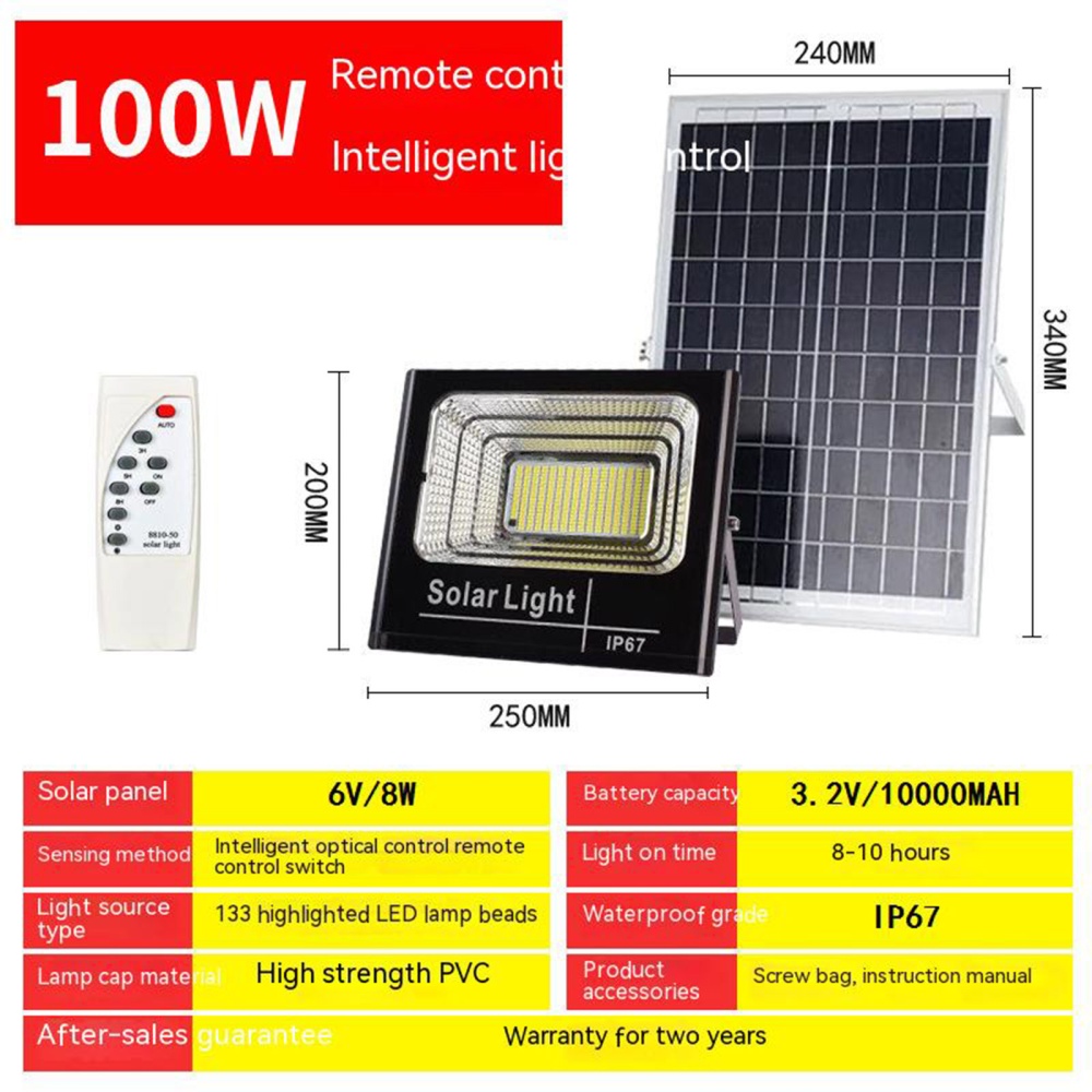 Led Solar Lamp IP67 Waterproof Super Bright High Power Outdoor Garden Automatical Flood Light Spotlights 100W