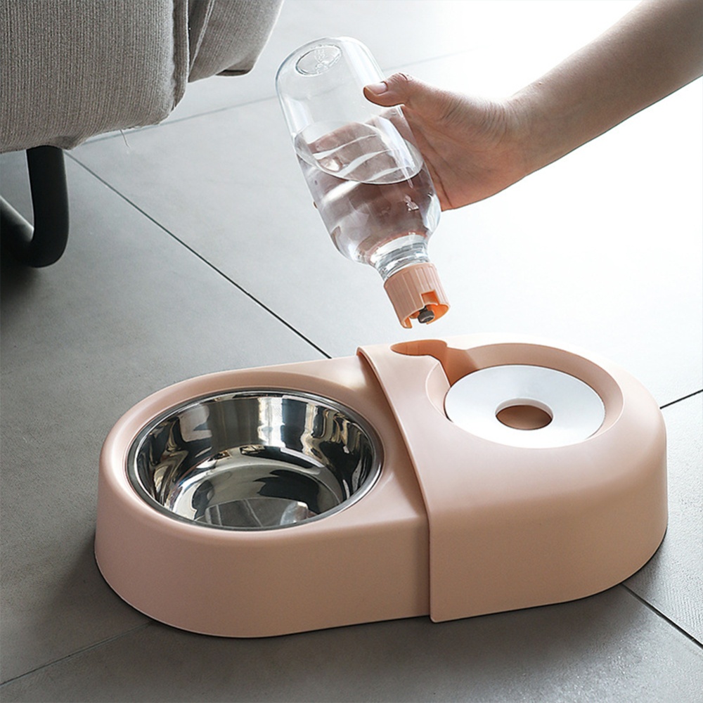 Creative Food Feeder Contrasting Color Detachable Design Automatic Water Replenishment Transparent Bottle Drinker Bowl White - Image 3