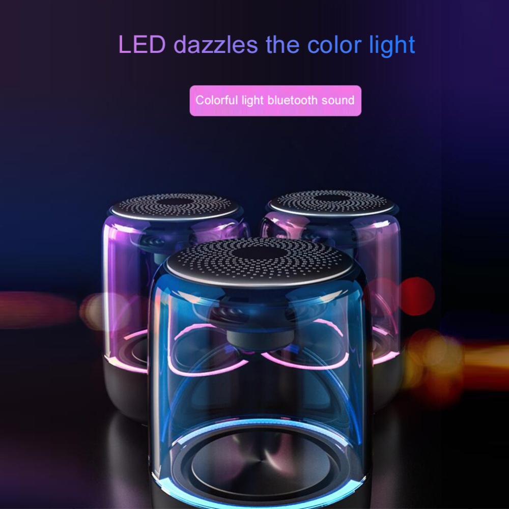 C7 Wireless Bluetooth Speakers Stereo TWS Subwoofer mini sound box portable speaker with Colorful LED Light Support TF Card Mic black_High v - Image 4