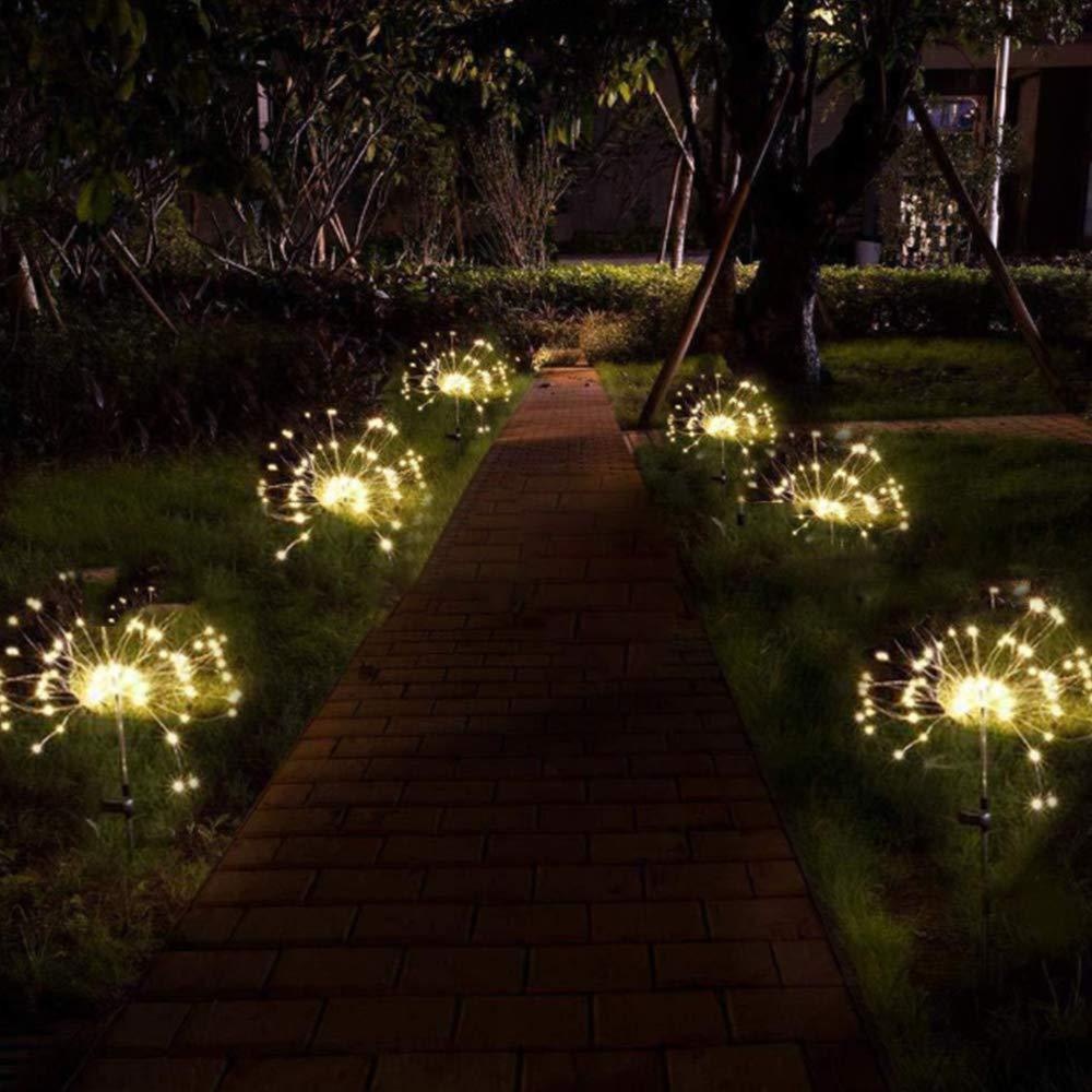 Solar Powered Lawn Light Fireworks Copper Lamp String Waterproof for Christmas 2 mode 90LED-warm white