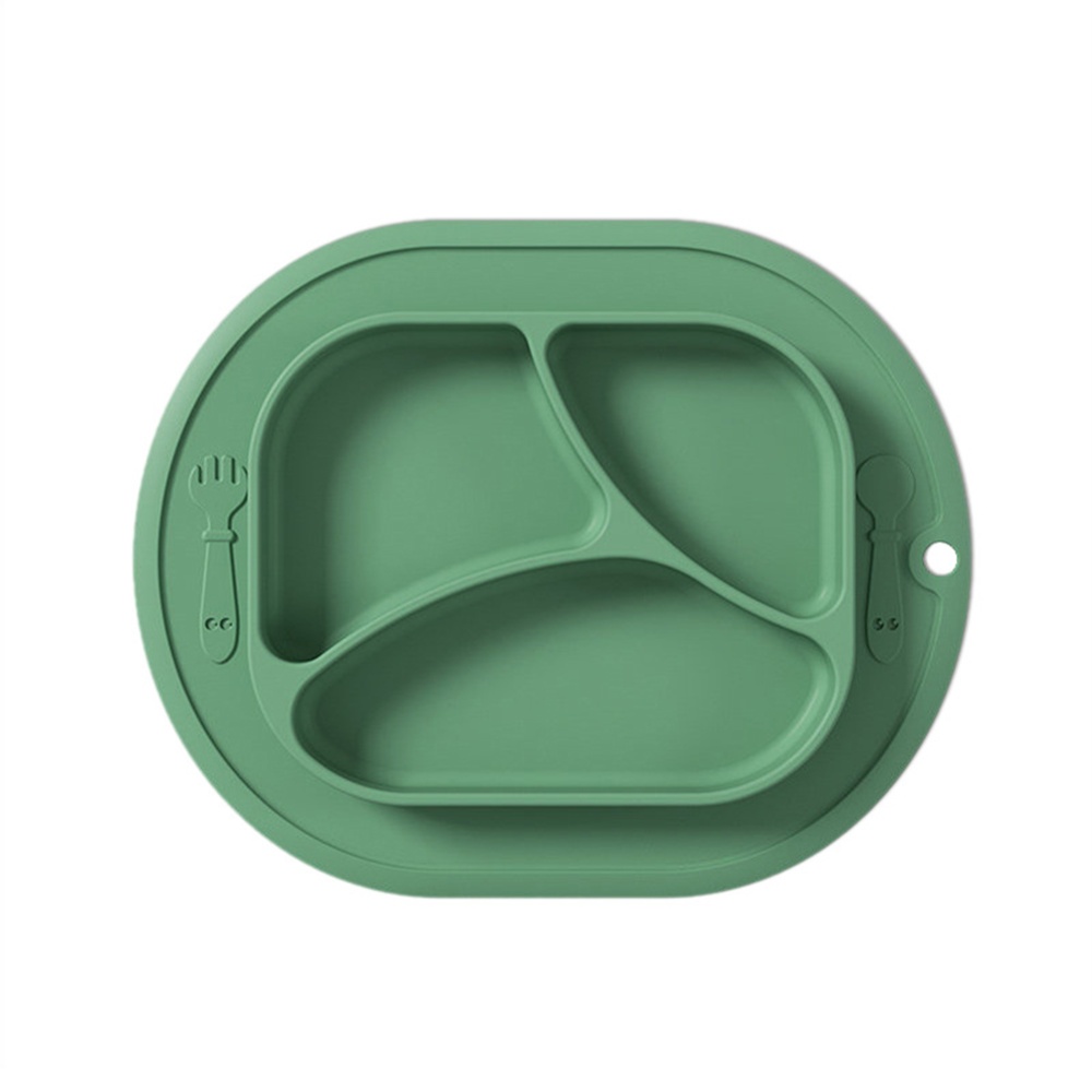 Baby Grid Suction Cup Silicone One-piece Food Training Bowl Drop-proof Nutrition Children Tableware green - Image 2