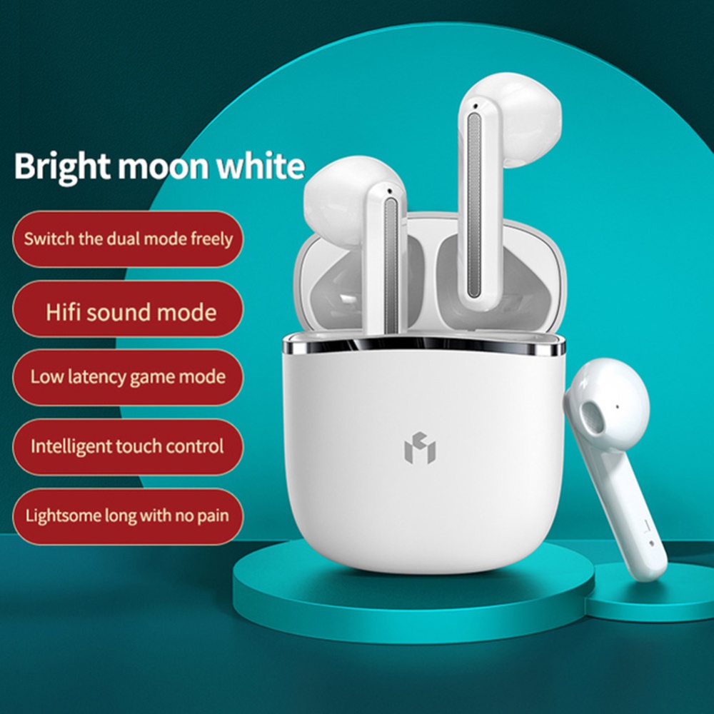 MC BH141 Wireless 5.0 Bluetooth-compatible Headphones TWS Stereo Earbuds Touch Control Noise Cancelling Gaming Headset White