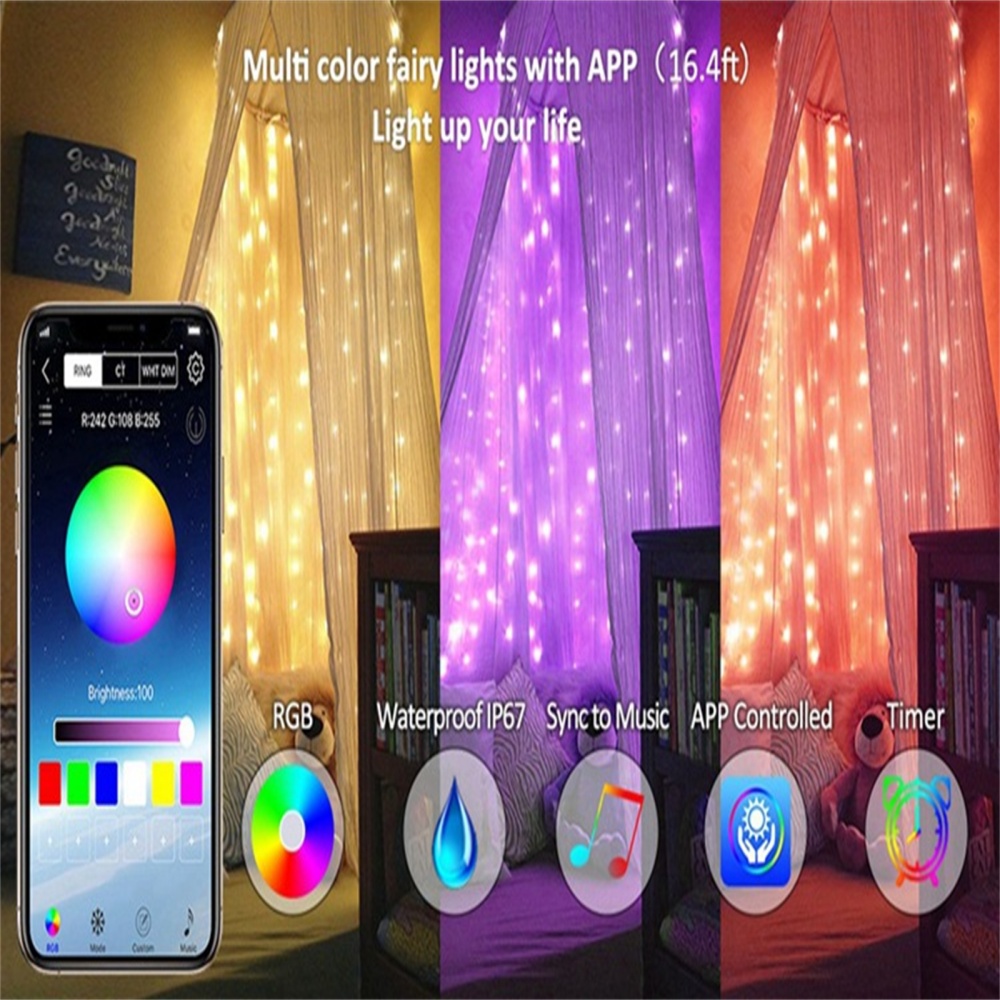 Led String Lights USB Charging App Remote Control with Memory Function 10 Meters 100 - Image 3