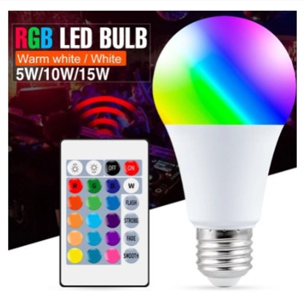 110v 220v E27 Led Bulb 3w /5w /10w /15w RGB Variable Colors RGBW Light With Ir Remote Control + Memory Mode Home Decoration 5W - Image 2