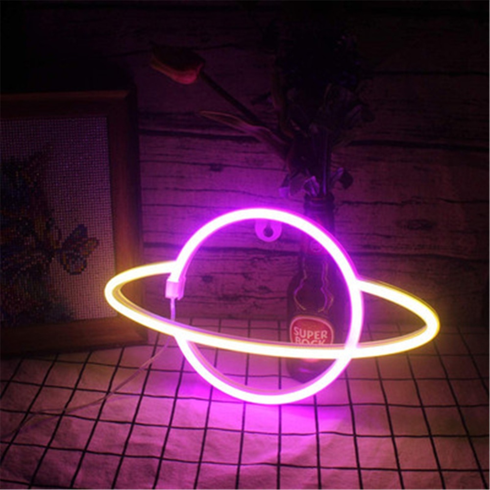 Hanging Planet-shaped Neon Night Light Ip42 Waterproof Rust-proof For Room Wall Kids Bedroom Birthday Party Bar Beach Wedding Decoration Pin - Image 3