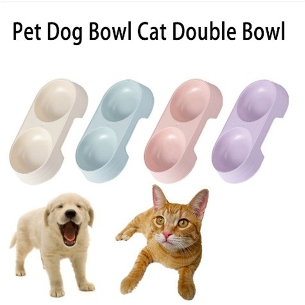 Double Bowl Food Feeder Pet Drinking Tray For Cats Dogs Supplies Apricot - Image 3