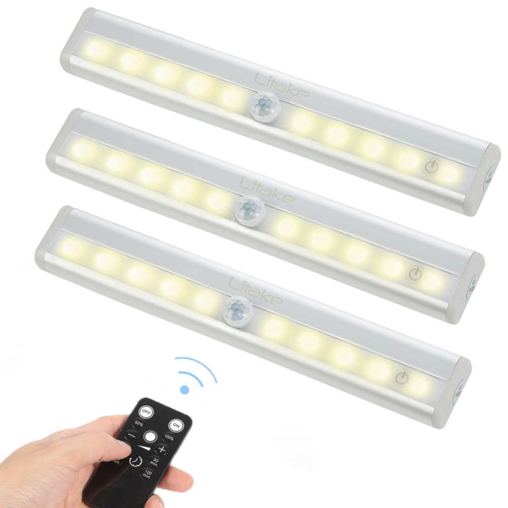 3 Packed Wireless LED Under Cabinet Lights with Remote Controller Dimmable Brightness 120LM 3000K Warm White Light45BL - Image 2