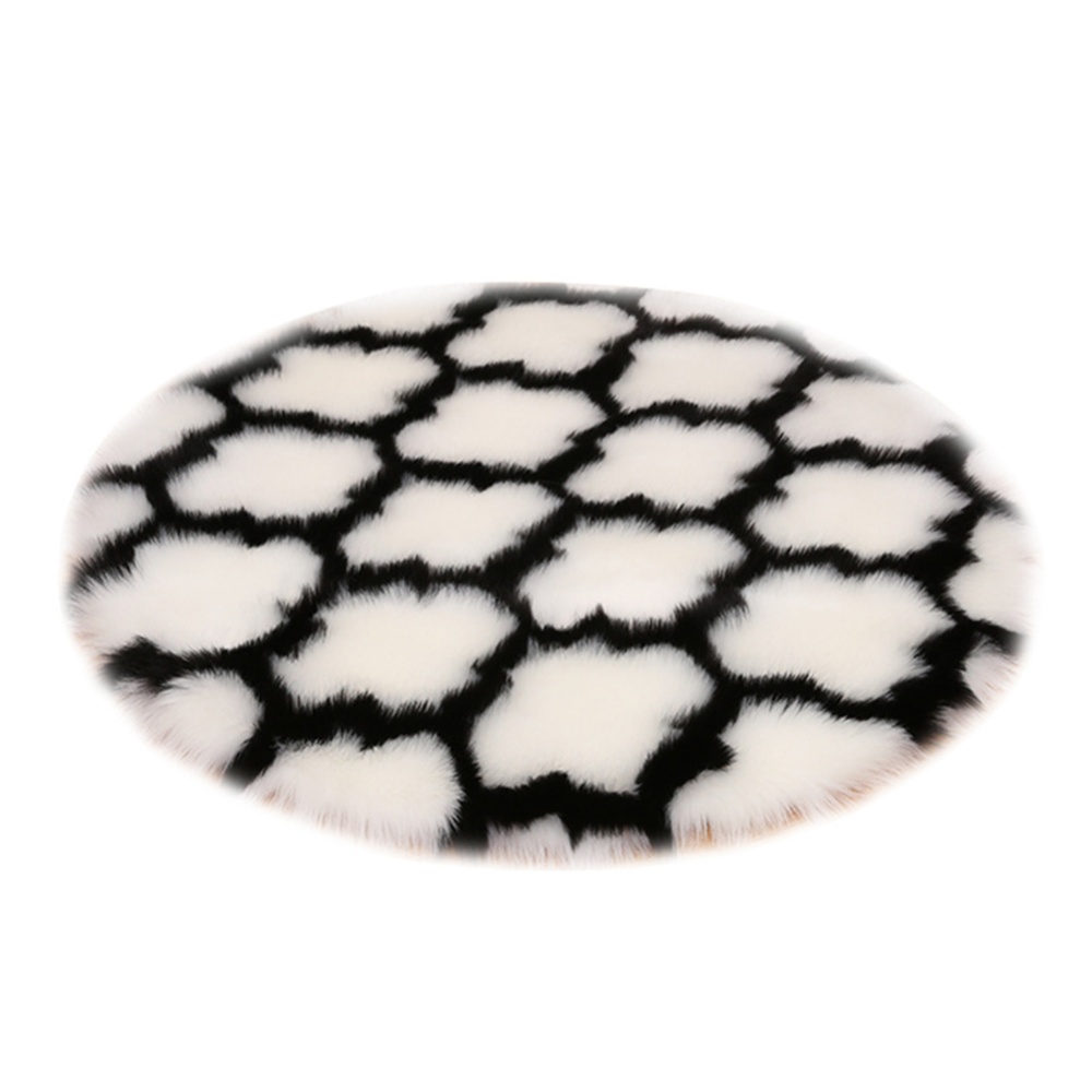 Fuzzy Rug Area Round Floor Mat Carpet For Bedroom Living Room Home Decor White lantern with black edge_80cm in diameter - Image 2