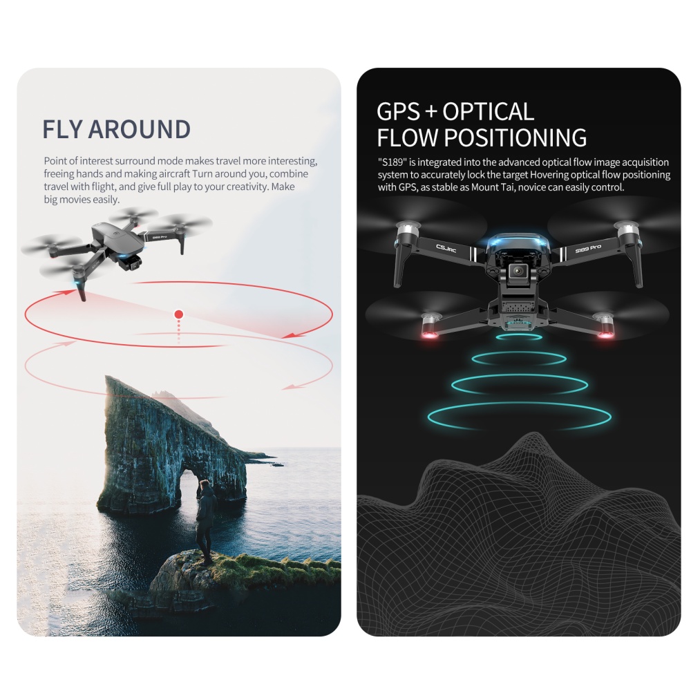 S189 Pro Rc Drone 4k Gps 5g Wifi Vision Positioning Flight 30 Minutes Distance 1km Quadcopter With Brushless Motor 6k pixels signal aerial p - Image 2