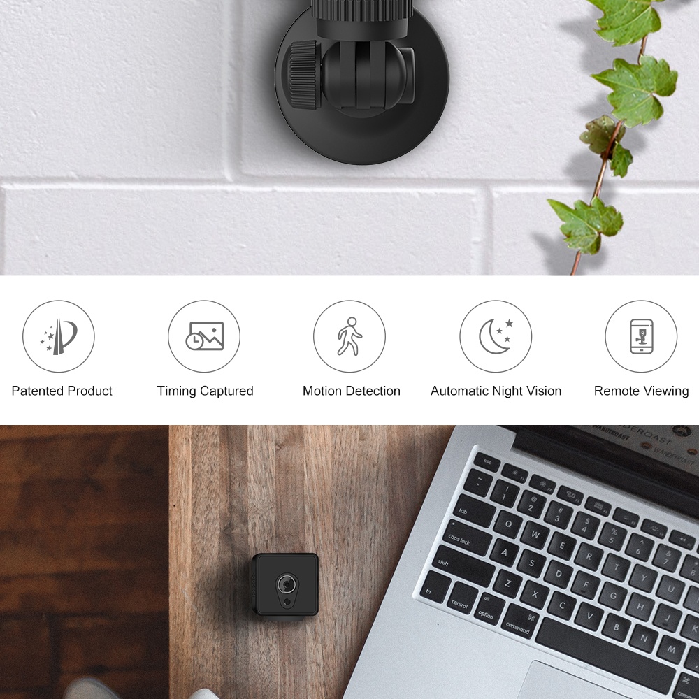 Mini HD 1080P WiFi Camera Night Vision Motion Detection Nanny for Home/Office Security and Outdoor black