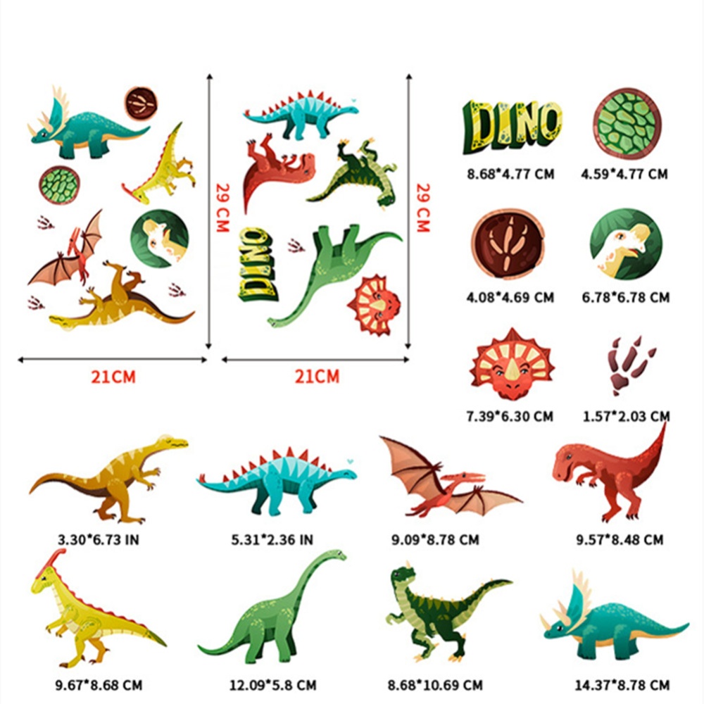 2Pcs/Set Luminous Dinosaurs Wall Stickers Glow in The Dark Decorative Decal for Kids Room As shown