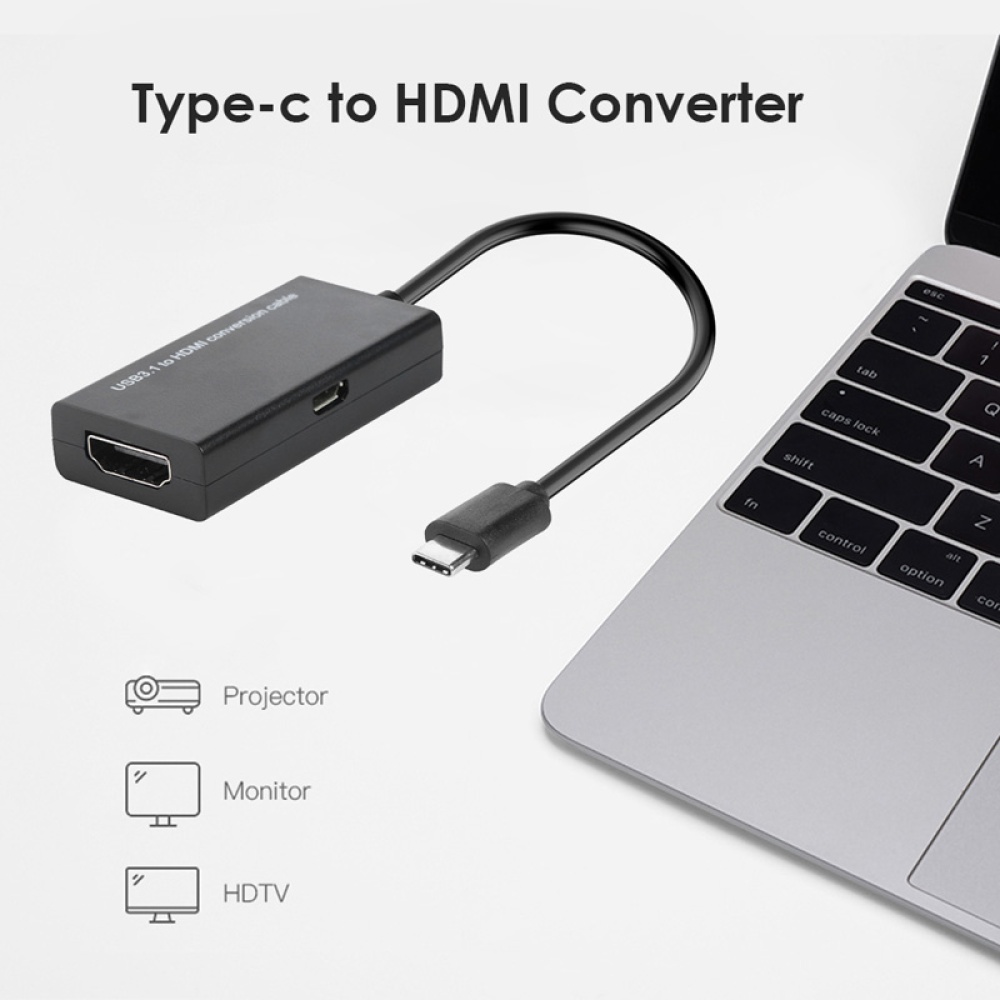 USB Type C to HDMI Adapter 3.1 Male Female Converter Cable for MHL Android Phone Tablet black - Image 2