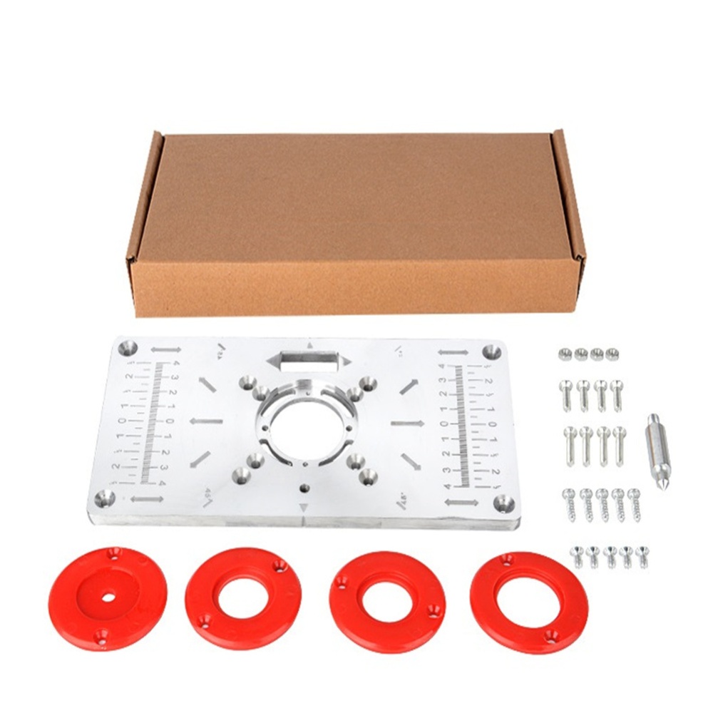 Router Table Insert Plate Set W/ 4 Rings Screws For Woodworking Engraving Machine Silver - Image 2