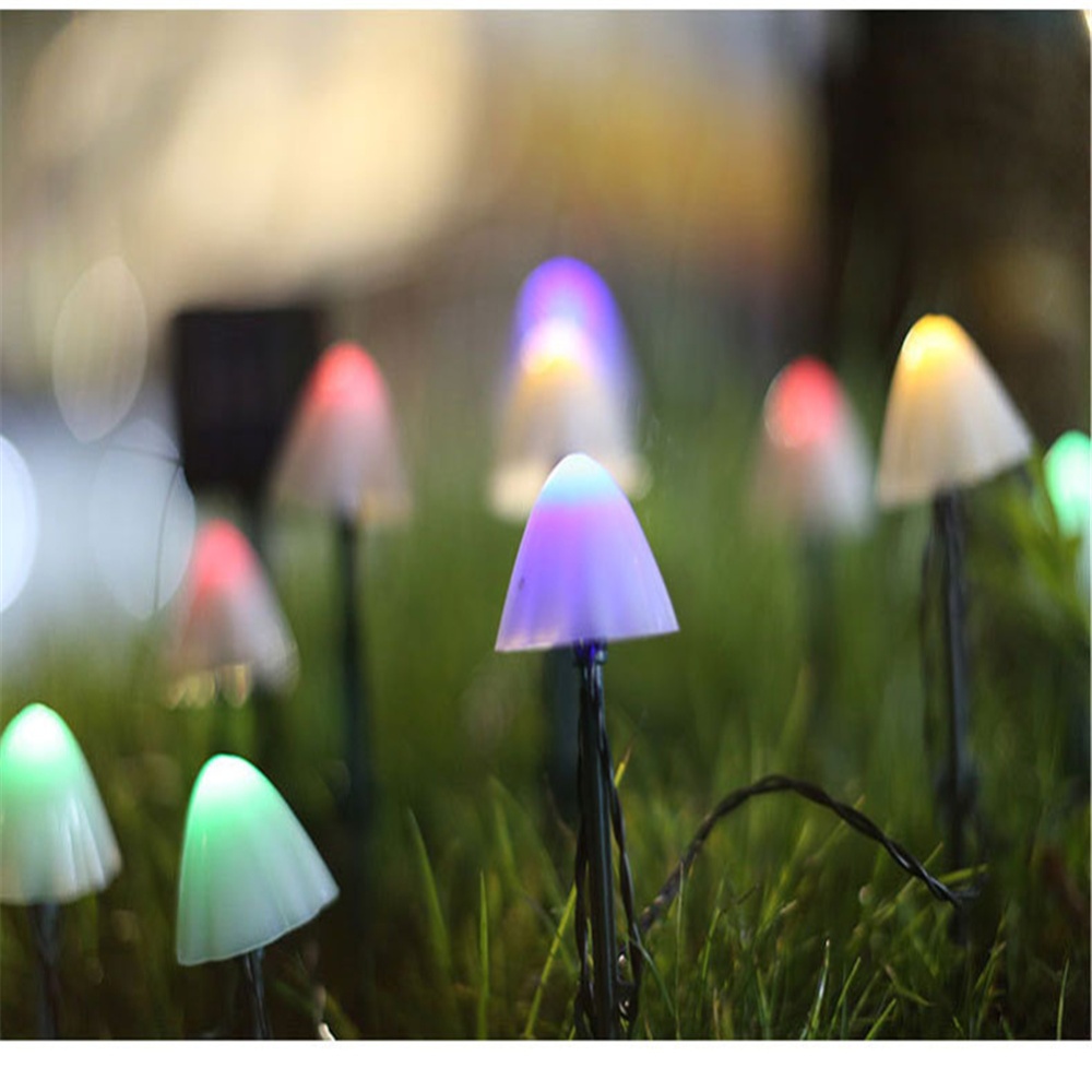 10 Lights 3m Mini Solar Mushroom Garlands, Lighting String Light Garden Decorative, Waterproof Ip65 Fairy For Patio Pathway Colorful - Image 3