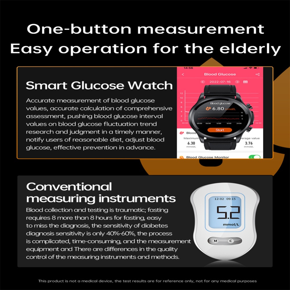 E400 Smart Watch Noninvasive Blood Glucose ECG Sport Smartwatch - Image 2